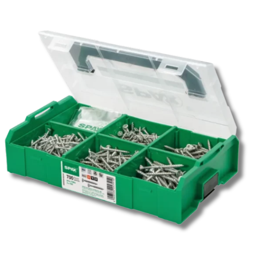 Spax assortimentsbox schroeven platkop kleine maten 703 stuks 5000009162019