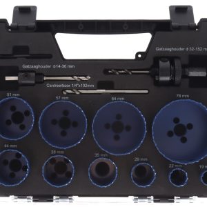 Ivana Gatenzagen set 14-delig HSS Bimetaal 19/22/29/35/38/44/51/57/64/76 mm 57297 in kunststof koffer