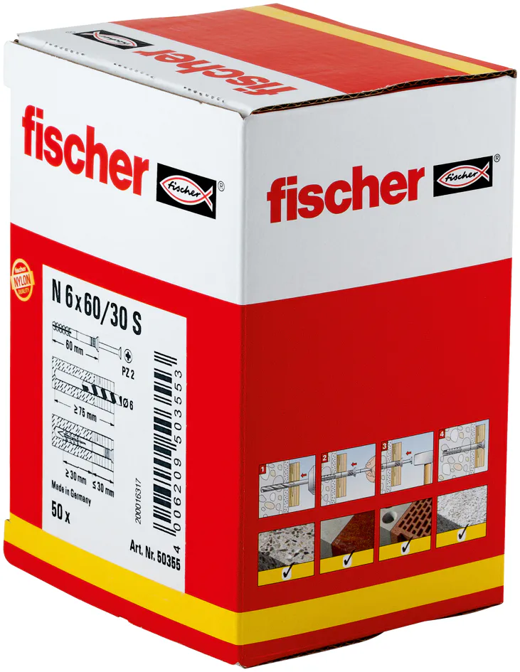 Fischer n slagpluggen 6x60 mm doos = 50 stuks - Afbeelding 4