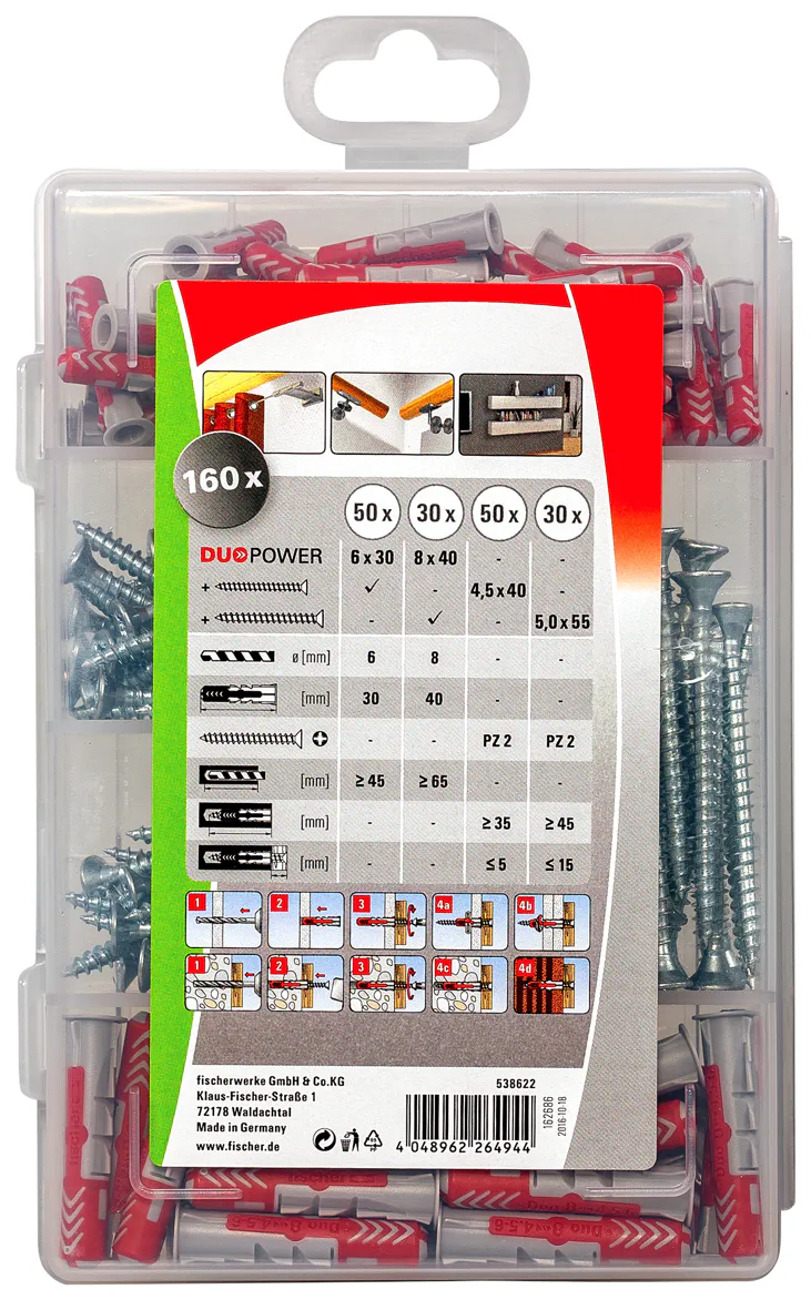 Fischer Profi-box Duopower Pluggen met schroeven 160 delig - Afbeelding 2