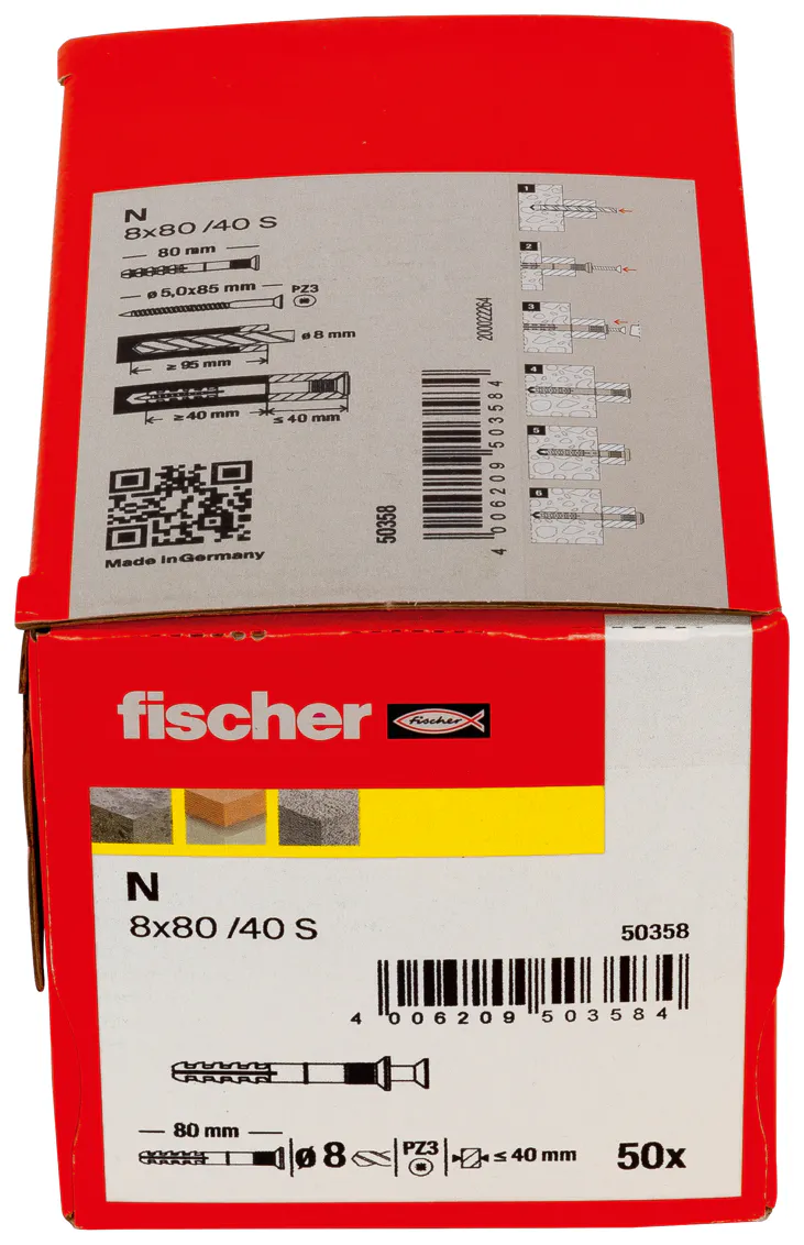 Fischer n slagpluggen 8x80 mm doos = 50 stuks - Afbeelding 4