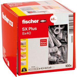 Fischer SX Plus Plug 8x40 mm doos van 100 stuks voor schroeven van 4,5-6 mm dikte - Afbeelding 2