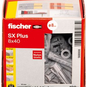 Fischer SX Plus Plug 8x40 mm doos van 100 stuks voor schroeven van 4,5-6 mm dikte - Afbeelding 4