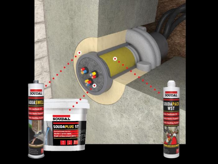 Soudal Aquaswell waterdichte afdichtingskit bij buis- en kabeldoorvoer in beton 310 ml 124715 - Afbeelding 3