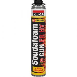 Soudafoam FR HY Gun Brandwerende PUR Schuim rood met NBS (schroefdop) aansluiting 750ml 146750