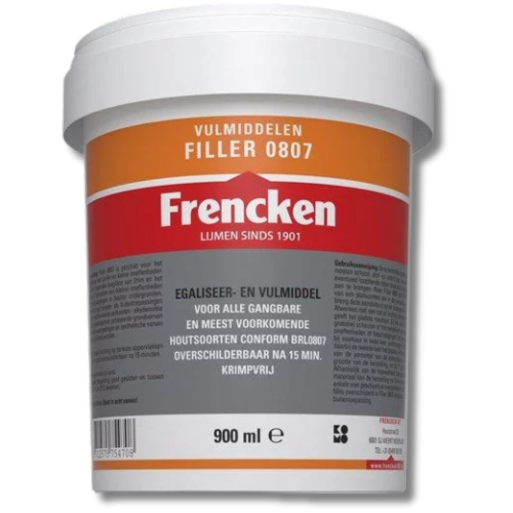 Frencken filler 0807 900ml wit komo gecertificeerd egaliseer- en vulmiddel voor hout