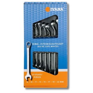 Ivana ring steeksleutel set multidrive 8-delig gebogen  8-10-11--13-15-17-19-22 mm 48581