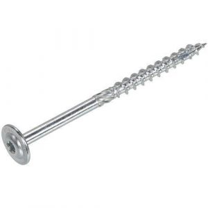 Dynaplus Tellerkop Schroeven verzinkt 10,0 x 100/55 mm Houtbouwschroeven Torx TX40 inhoud 50 stuks deeldraad