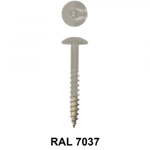 RVS A4 kleur Schroeven voor Trespa© 4,8x38 Stofgrijs RAL 7037 met Torx TX20 bitje verpakt per 100 stuks