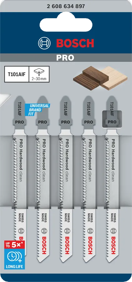 Bosch Decoupeerzaagbladen a 5 stuks T101AIF fijn hardhout,laminaat,geplastificeerde platen HPL 2-30 mm - Afbeelding 2