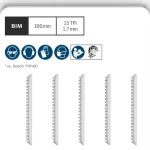Bosch Decoupeerzaagbladen a 5 stuks T101AIF fijn hardhout,laminaat,geplastificeerde platen HPL 2-30 mm - Afbeelding 3