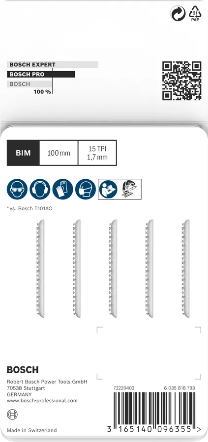 Bosch Decoupeerzaagbladen a 5 stuks T101AIF fijn hardhout,laminaat,geplastificeerde platen HPL 2-30 mm - Afbeelding 3