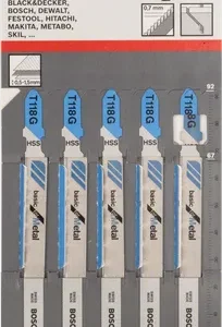 Bosch Decoupeerzaagbladen a 5 stuks T118G fijn heel dun staal 0.5-1.5 mm - Afbeelding 3