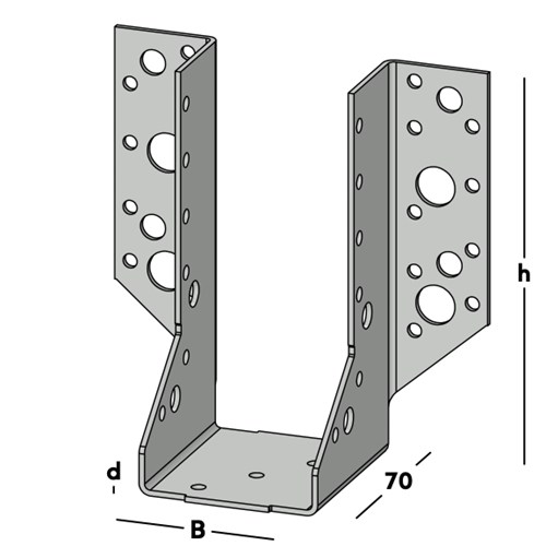 Gb Balkdrager (raveeldrager) houtmaat 71x196mm zware uitvoering verzinkt 0785505 - Afbeelding 3