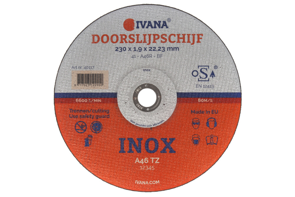 Ivana Doorslijpschijf A60 Extra 230x1,9x22,2mm voor metaal, inox, rvs 40117