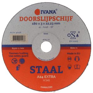 Ivana Doorslijpschijf A24Extra voor Staal 180x2,5x22,2mm 40128