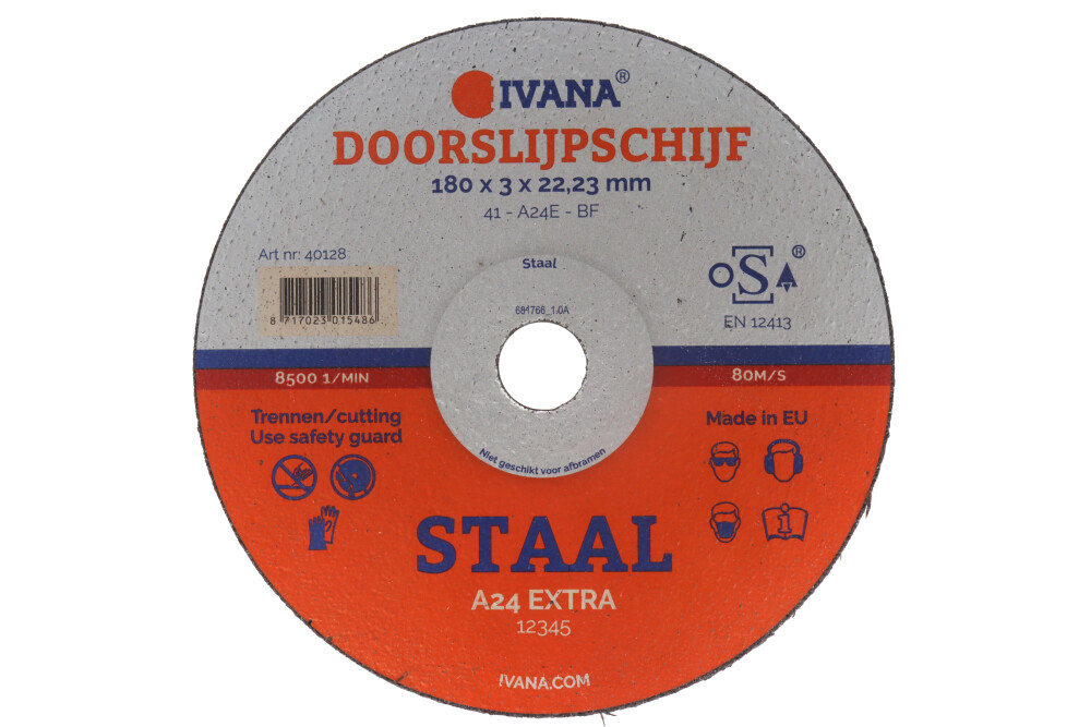 Ivana Doorslijpschijf A24Extra voor Staal 180x2,5x22,2mm 40128