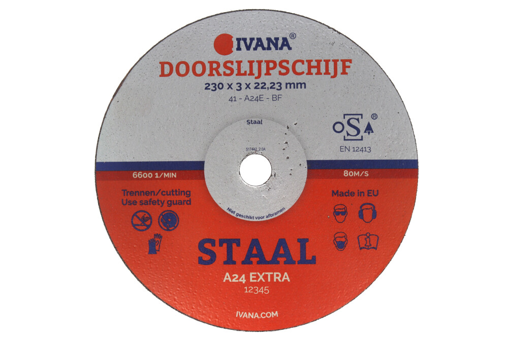 Ivana Doorslijpschijf A24Extra voor Staal 230x3,0x22,2mm 40819