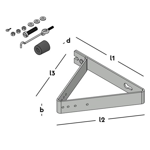 Gb deuropvang beugel 45° verzinkt 74463 met buffer en windhaak 275x250x220 mm - Afbeelding 2