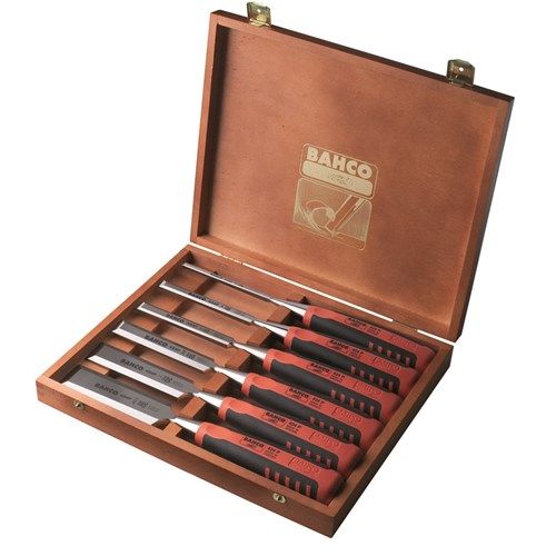 Bahco houtbeitel set 6 delig 6-32 mm 424p-s6-eur 6, 10, 12, 18, 25, 32 mm in houten kist