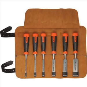 Bahco houtbeitel set 6-delig in lederen foudraal 6, 10, 12, 18, 25 en 32 mm 434-s6-lr