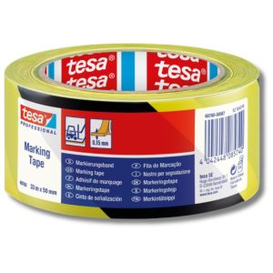 Tesa markerings tape geel/zwart 50mm x 33 meter 60760