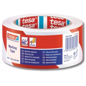 Tesa markerings tape rood/wit 50mm x 33 meter 60760