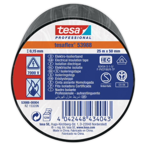 Tesa isolatietape (plakband) 50mm x 25 meter zwart 53988-00004-00 - Afbeelding 3