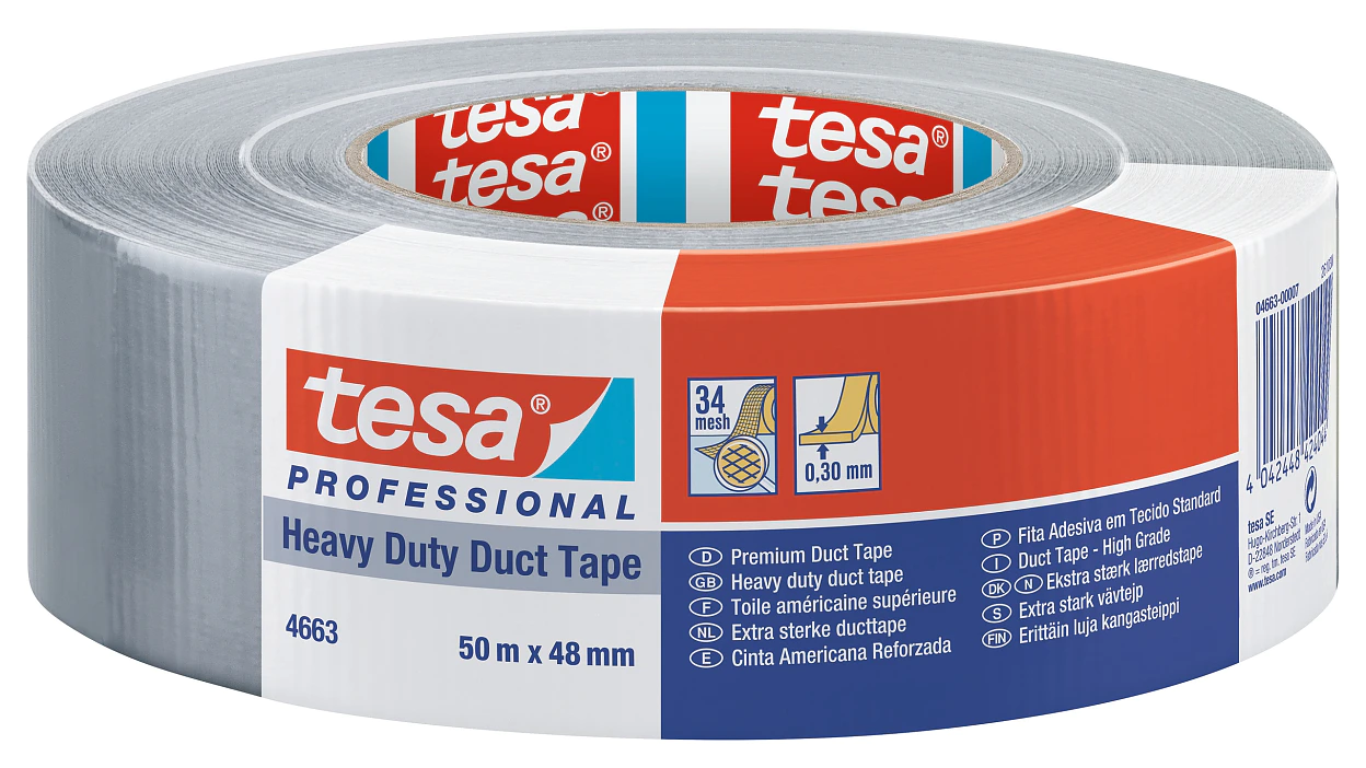 Tesa ducttape heavy duty 48mm x 50 meter grijs 04663 - Afbeelding 3