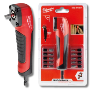 Milwaukee haakse schroefkop 1/4" shockwave inclusief bitjes 25mm ph1/pz1/pz2/pz3/t10/t15/t20/t25/t30