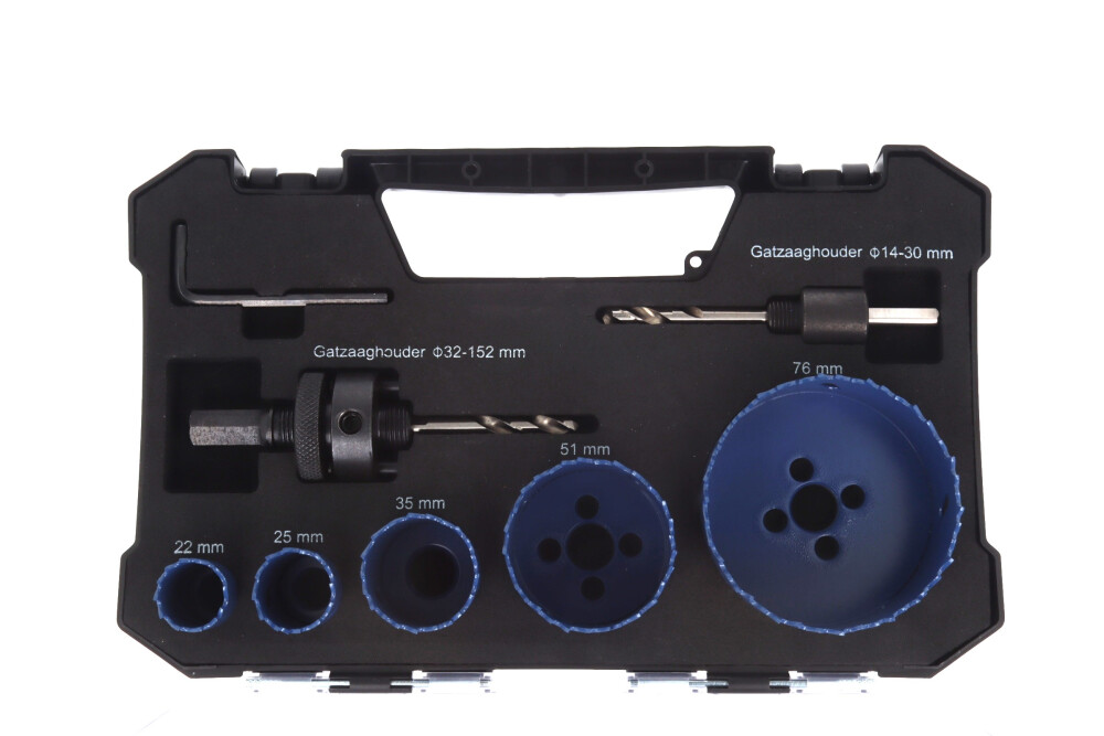 Ivana Gatzagenset 8-delig HSS Bimetaal 22, 25, 35, 51, 76 mm met 2 adapters 56739