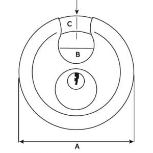 DX RVS Discus Hangslot met 4 cijfers, diameter 70 mm - Afbeelding 2