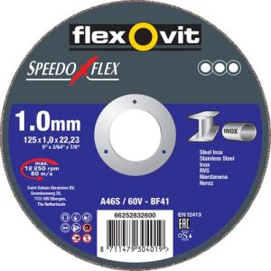 Flexovit Doorslijpschijf Speedoflex A46/60V 125x1x22,23mm voor metaal, inox en rvs