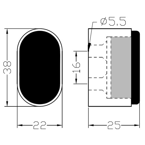 Hermeta Deurbuffer Ovaal 25mm Aluminium geanodiseerd kleur F1 voor wandplaatsing 4700-01E - Afbeelding 2