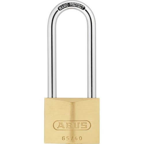 Abus Hangslot 65/40 HB63, slotkast van massief messing met extra hoge beugel van 63 mm, met 2 sleutels