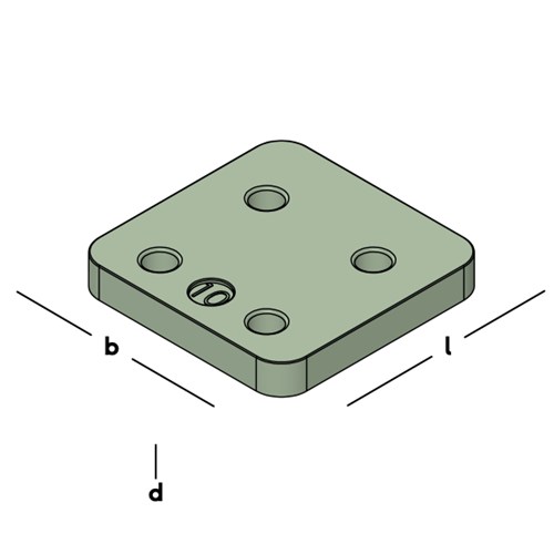 GB kunststof drukplaat 10 mm dik maximale drukbelasting 8000kg 34710.B048. Zak van 144 stuks - Afbeelding 3