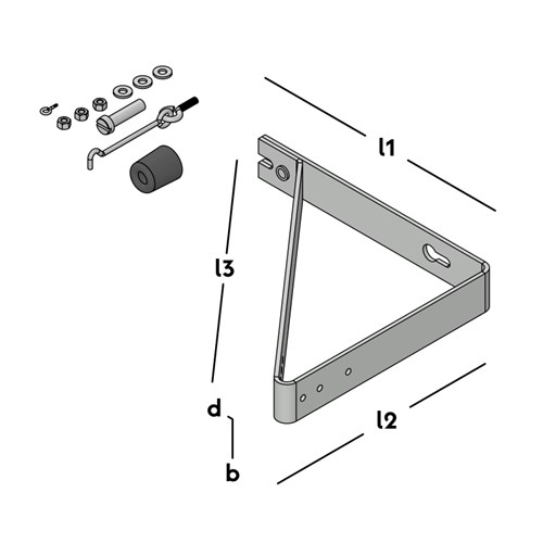 Gb deuropvang beugel 90° verzinkt 74464 met buffer en windhaak 275x250x330 mm - Afbeelding 3