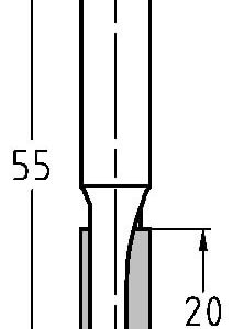 Trasco Groeffrees ø 8x20 mm, TL=55 mm, S=8 mm Hardmetaal 24243-5-08020 - Afbeelding 2