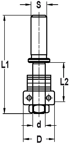 Trasco Spindel met tussenringen en lager opname(D) 6,3mm L2=20 mm S=8 mm voor groefzaagje 24443-0-00800 - Afbeelding 2
