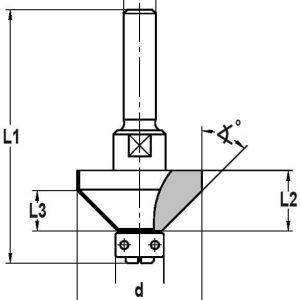 Trasco Fasefrees 45° met lager, L3=10 mm, TL=65 mm, S=8 mm, Hardmetaal 24563-5-27090 - Afbeelding 2