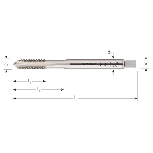 Rotec HSS-E Machinetap metrisch M3 DIN 371 320.0300B - Afbeelding 2