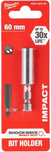Milwaukee Magnetische Bithouder Shockwave 1/4" zeskant aansluiting. Lengte 60 mm 4932352406 - Afbeelding 2