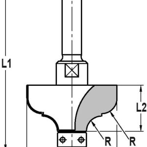 Trasco Multiprofielfrees R=6,3 mm met lager 12 mm, L2=19 mm, S=8 mm, Hardmetaal 24683-5-37212 - Afbeelding 2