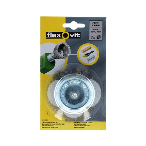 Flexovit Komborstel met Staaldraad Gegolfd diameter 75 mm - Afbeelding 3