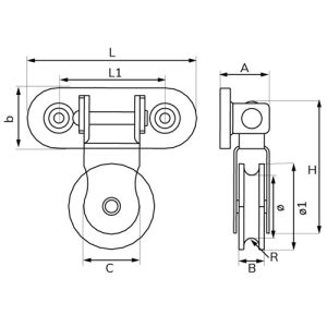 DX Scharnierkatrol Verzinkt met enkel Polyester Wiel 50 mm - Afbeelding 2